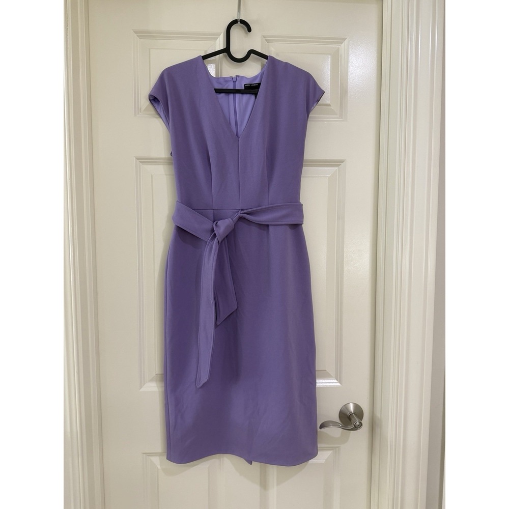 Elegant Lavender Belted Sheath Dress